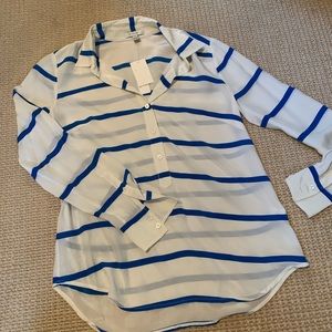 J. Crew collared white striped blouse NWT size 2